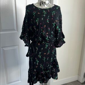 AFRM NWT Black Dress with Floral Wrap Dress XS